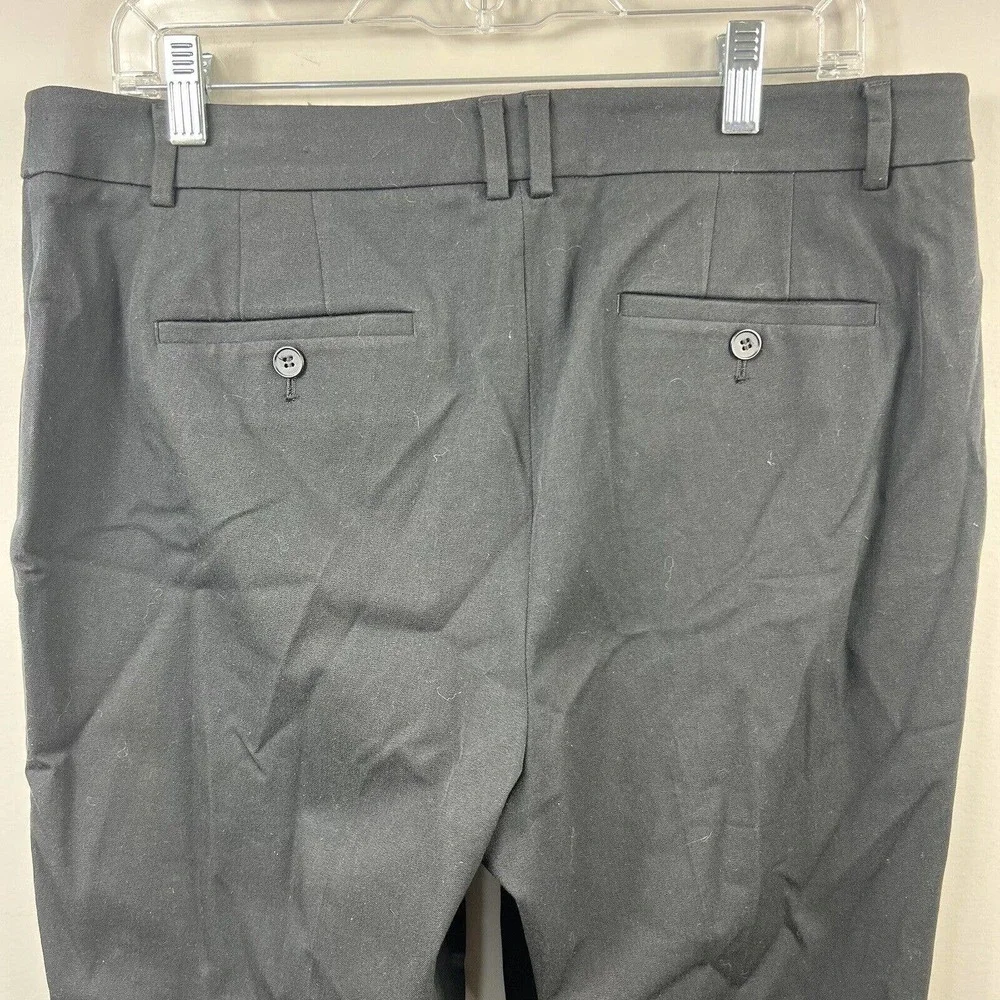 Talbots Black High Waist Straight Pants Size 12 Flat Front Chinos
